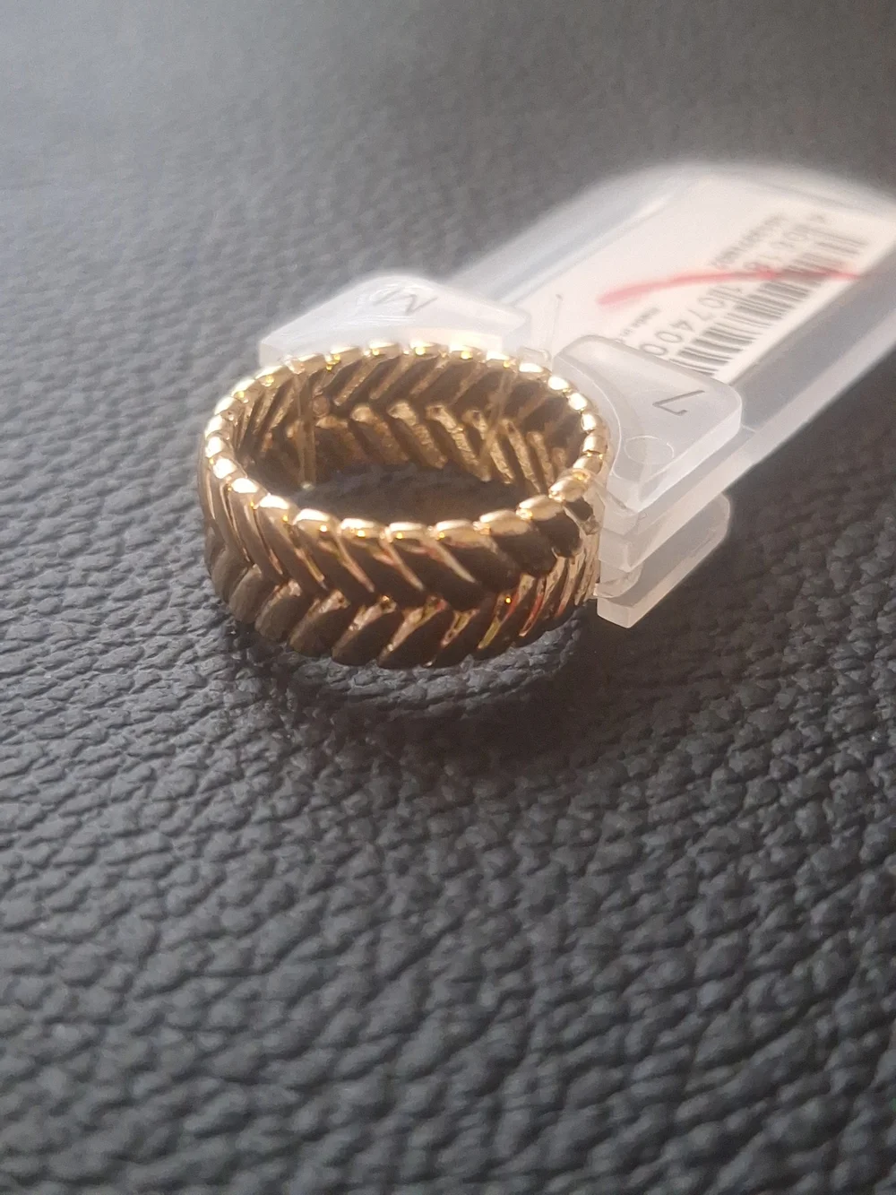 Gold Braided Chevron Band Ring for Women